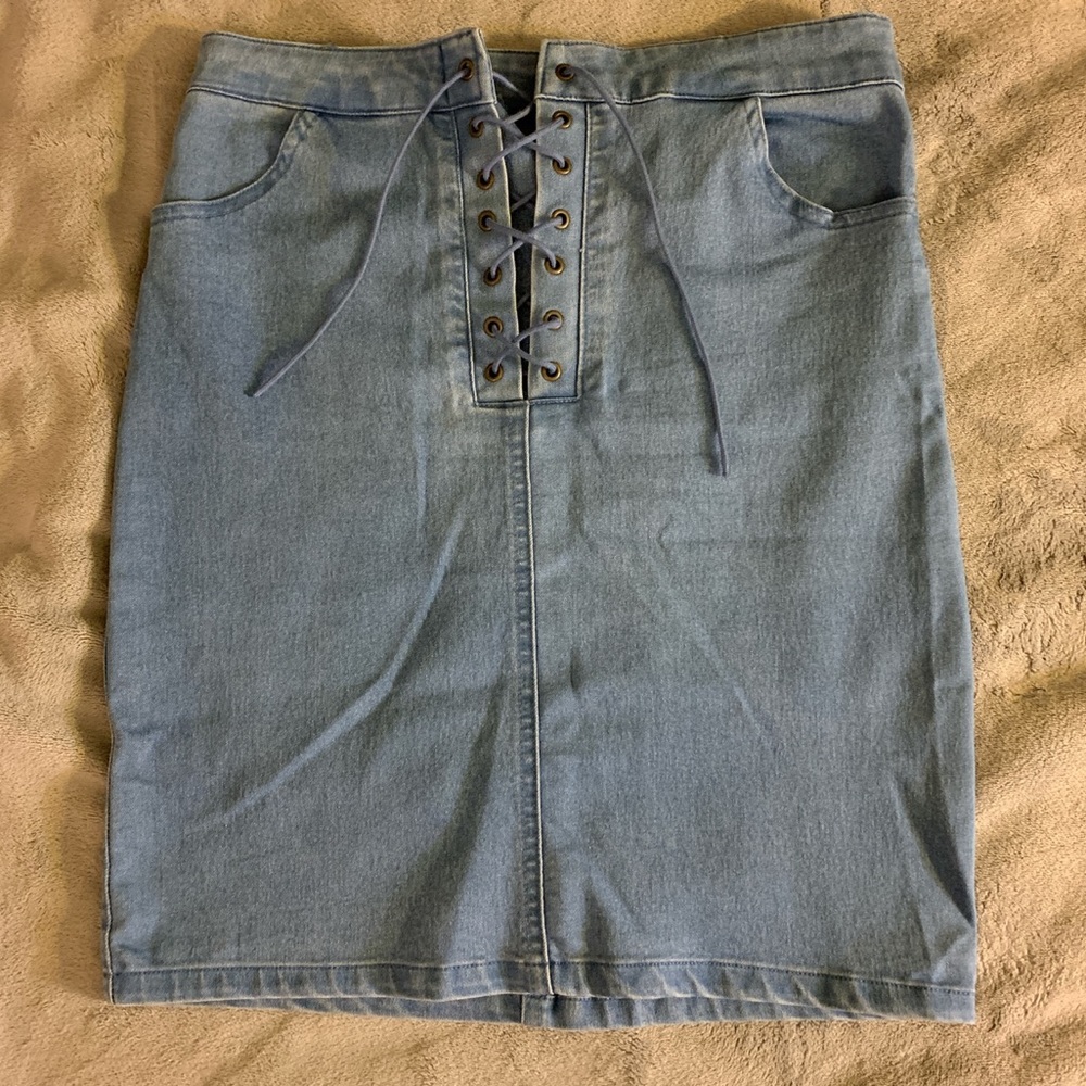 Denim pencil skirt